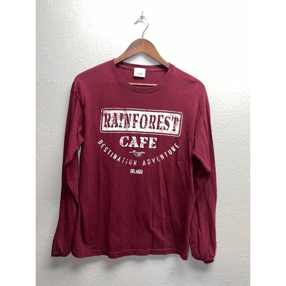 Rainforest Cafe Shirt Destination Adventure Orlando Long Sleeve Red Tee Medium